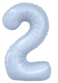 Шар фольга Цифра 40"AG Slim Небесный "2" (упак)