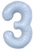 Шар фольга Цифра 40"AG Slim Небесный "3" (упак)