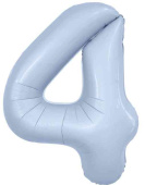 Шар фольга Цифра 40"AG Slim Небесный "4" (упак)