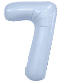 Шар фольга Цифра 40"AG Slim Небесный "7" (упак)