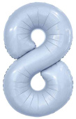 Шар фольга Цифра 40"AG Slim Небесный "8" (упак)
