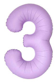 Шар фольга Цифра 40"Fm Slim Лаванда Матовый "3" (упак)