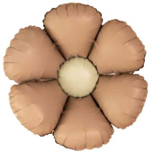 Шар фольга фигура Цветок Ромашка (надув воздухом) Бежевый Сатин 24" 61смFL