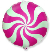 Шар фольга мини круг Леденец Фуксия