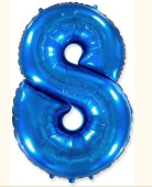 Шар фольга Цифра 40" Fm Синий Blue "8" 1207-3079 (упак)