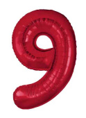 Шар фольга Цифра 40" Fm Slim Красный Металлик "9" (упак)