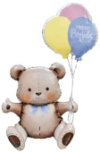 Шар фольга фигура AIR Мишка на День Рождения 30" 76смFL (упак) (медведь)