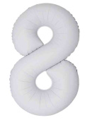 Шар фольга Цифра 40" Fm Slim Белый Матовый "8" (упак)
