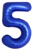Шар фольга Цифра 40"Fm Slim Синий хром Металлик "5" (упак)