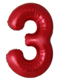 Шар фольга Цифра 40"Fm Slim Красный Металлик "3" (упак)