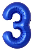 Шар фольга Цифра 40"Fm Slim Синий хром Металлик "3" (упак)