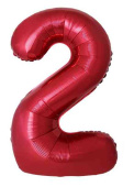 Шар фольга Цифра 40"Fm Slim Красный Металлик "2" (упак)