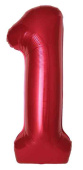 Шар фольга Цифра 40"Fm Slim Красный Металлик "1" (упак)