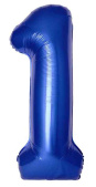 Шар фольга Цифра 40"Fm Slim Синий хром Металлик "1" (упак)
