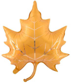 Шар фольга фигура Лист Кленовый Желтый 28" 71смFL