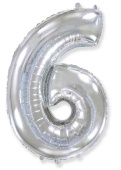 Шар фольга Цифра 40"Fm Серебро "6"