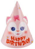 Колпак бумажный Объемные ушки Лисенок Розовый (уп6) ВВ