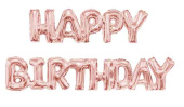 Шар фольга Буквы надпись Happy Birthday Розовое Золото 17" 43смFL