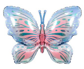 Шар фольга фигура Воздушная бабочка Голубой Розовый 40" 102см FL (упак)