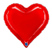 Шар фольга без рисунка 18" GR сердце металлик Красный Люкс