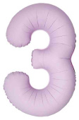 Шар фольга Цифра 40"Fm Slim Светло-розовый Матовый "3" (упак)