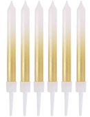 Свечи для торта 8 см, 6 шт. Градиент перламутр белый золото