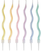 Свечи для торта 12 см, 6 шт. Волна пастель перламутровая