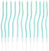 Свечи для торта 13 см, 12 шт. Волна с золотыми искрами