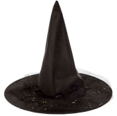 Шляпа с кристаллами 41 см, текстиль Ведьма, чёрная