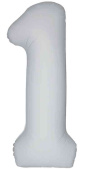 Шар фольга Цифра 40" Fm Slim Белый Матовый Matte White цвет "1" (упак)