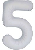 Шар фольга Цифра 40" Fm Slim Белый Матовый Matte White "5" (упак)