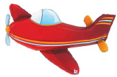 Шар фольга фигура Самолет Красный 37" 94см BT (упак)