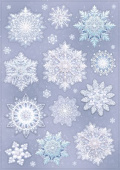 НГ Наклейка двусторонняя А4 Снежинки МирП