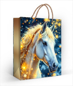 НГ Пакет бумажный M 18х23см Лошадь белая МирП