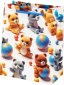 Пакет бумажный M 18х23см Медведи с мячами