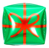 Шар фольга с рисунком 22"FL куб Подарок ЗеленыйКрасный