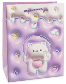 Пакет бумажный L 26х32см Зефирный мишка Дизайн №3