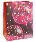 Пакет бумажный M 18х23см Невероятные шарики Дизайн №1 Розовый ДБ