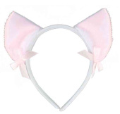 Ободок Ушки с бантиками Белый Розовый ВВ