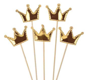 Пики для канапе дерево Короны Золото Металлик 12см (уп5) 6231180 ВВ