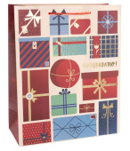 Пакет бумажный S 12х15см Поздравляю! подарки Металлик