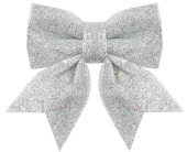 Декоративное украшение бант Праздничный Серебро с блестками 12х15см (уп2) ВВ