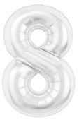 Шар фольга Цифра 40"AG Slim Белый блеск "8" (упак)