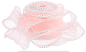 Лента Органза с леской и бусинами 4х4,57м Розовый
