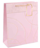 Пакет бумажный M 18х23см Тонкие линии Дизайн №3 Розовый Металлик