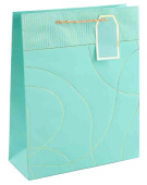 Пакет бумажный M 18х23см Тонкие линии Дизайн №4 Бирюзовый Металлик