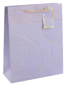 Пакет бумажный L 26х32см Тонкие линии Дизайн №2 Сиреневый Металлик