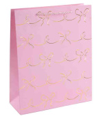 Пакет бумажный M 18х23см Милые бантики Дизайн №3 Розовый Металлик