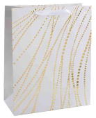 Пакет бумажный L 26х32см Золотые нити Дизайн №2 Белый Металлик