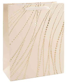 Пакет бумажный XL 31х41см Золотые нити Дизайн №4 Кремовый Металлик